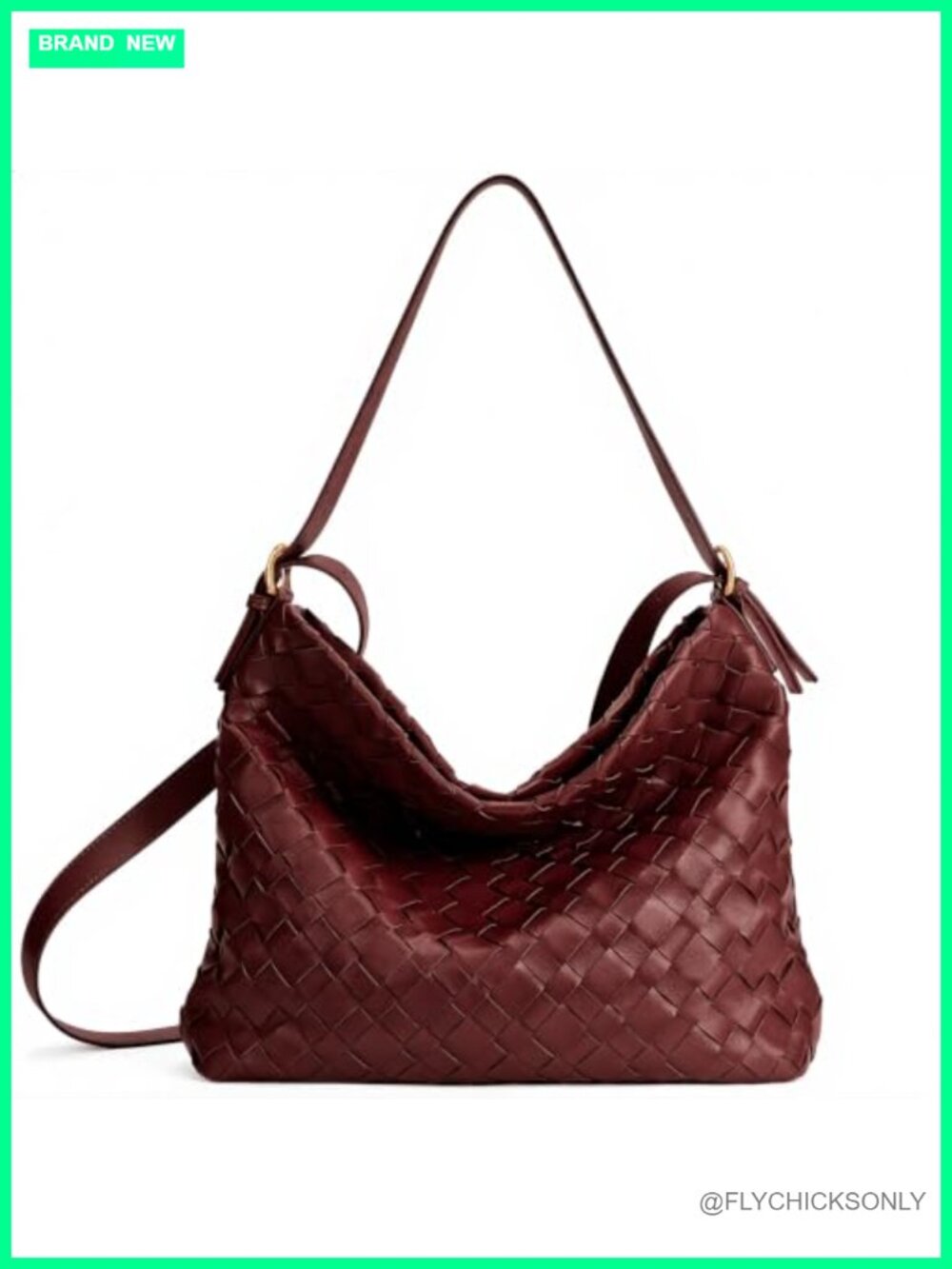 Woven Vegan Leather Hobo Shoulder Crossbody Bag Lightweight